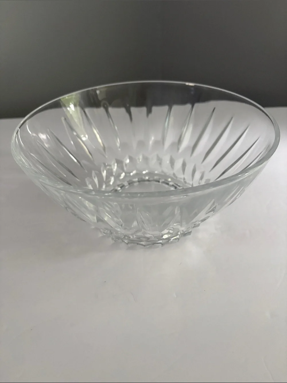 Clear Cut Glass Serving Bowl - Clear
